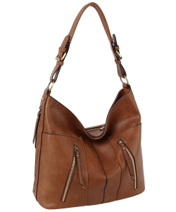 Fashion Zip Shoulder Bag Hobo LMD025-Z BROWN